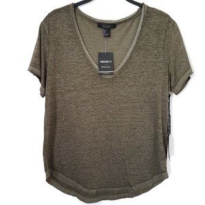 Forever 21 Olive Knit Top Short Sleeve Top - S